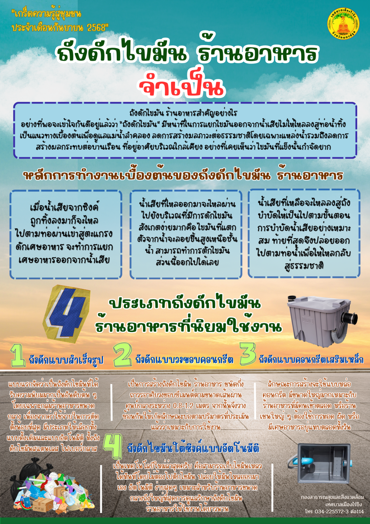 หลักการทำงานเบื้องต้นของถังดักไขมัน ร้านอาหาร
