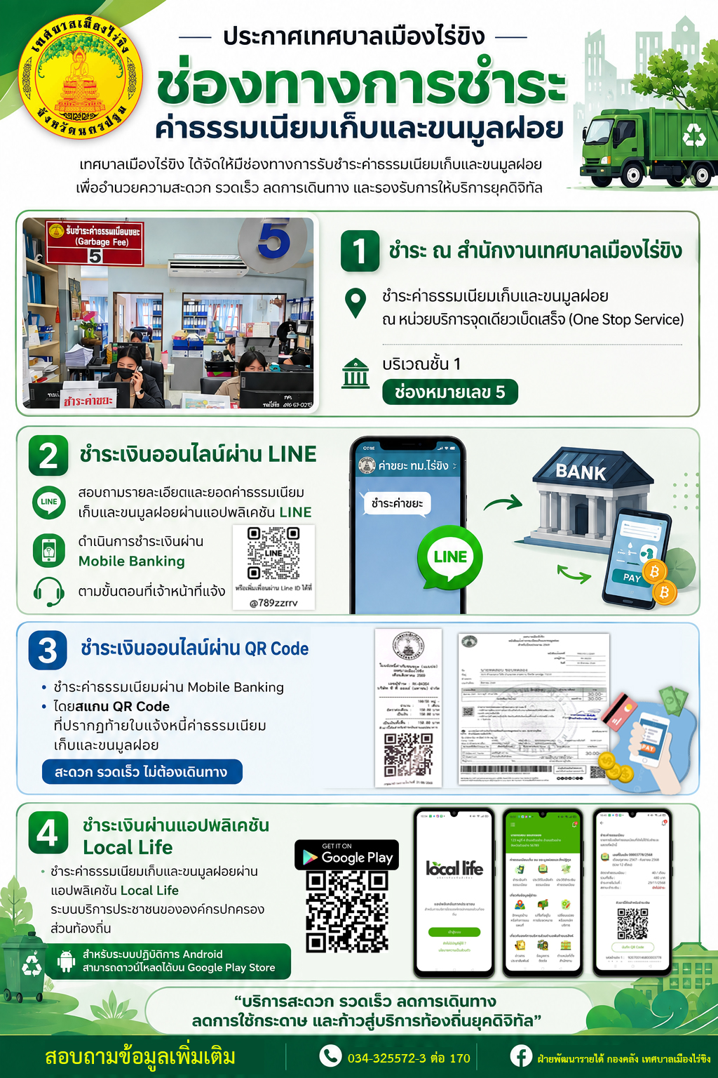 ประกาศปรับปรุงระบบการจัดเก็บค่าธรรมเนียมเก็บและขนมูลฝอย